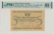 5 marek 1919 - IR - PMG 65 EPQ
Piękny, emisyjnej świeżości banknot.&nbsp;
Nieznaczne nieświeżości na rogach, reszta znakomita.&nbsp;
Rzadki w tym stan...