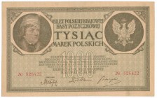 1.000 marek 1919 - bez oznaczenia serii - RZADKI
Odmiana wydrukowana na kremowym papierze ze znakiem wodnym plastry miodu.&nbsp;
Bardzo rzadki wariant...