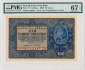100 marek 1919 - IE Serja N - PMG 67 EPQ
Powszechnie dostępny banknot, ale w perfekcyjnym stanie zachowania.
Najwyższa nota w rejestrze PMG.&nbsp; Ref...