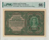 500 marek 1919 - II Serja U - PMG 66 EPQ - PIĘKNY
Rzadsza odmian w wyśmienitym stanie zachowania.&nbsp;
Banknot w reprezentatywnej kondycji. Narożniki...
