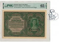 500 marek 1919 - II Serja AN - PMG 65 EPQ - Kolekcja Lucow - rzadka
Odmiana dwuliterowa z otwartą 4 w serii.&nbsp;
Załamany koniuszek lewego, górnego ...
