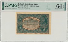 1/2 marki 1920 - PMG 64 EPQ
Niepozorny banknot, który w ostatnich latach jest coraz rzadziej notowany.&nbsp;
Wyśmienity, emisyjny stan zachowania.&nbs...