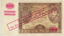 100 złotych 1934(9) - Ser.AV. - oryginalny przedruk okupacyjny - RZADKOŚĆ ze znakiem wodnym kreski na dole
Bardzo rzadki banknot, szczególnie rzadki w...