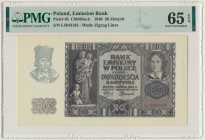 20 złotych 1940 - L - PMG 65 EPQ
Emisyjny stan zachowania. Reference: Miłczak 95a
Grade: PMG 65 EPQ