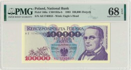 100.000 złotych 1993 - AE - PMG 68 EPQ
Banknot w stanie emisyjnym.
Bardzo wysoka ocena od PMG.&nbsp; Reference: Miłczak 192bb
Grade: PMG 68 EPQ 2-ga n...