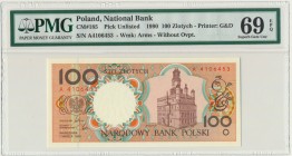 100 złotych 1990 - A - PMG 69 EPQ - spektakularna nota Ekstremalnie wysoka nota od PMG. Reference: Miłczak 185
Grade: PMG 69 EPQ