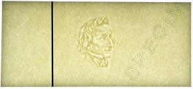 PWPW, Znak wodny Chopin
Arkusz formatu 14.5 x 6.5 cm z profilowym przedstawieniem Fryderyka Chopina.
W papierze pasek zabezpieczający.
Grade: UNC