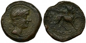 Celtiberians, Castulo, AE28
Celtiberians
Castulo, AE28 2nd cent. BC
Obverse: head right
Reverse: Sphinx right, iberian legend AMOA in exerque
Weight 1...