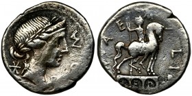Roman Republic, Aemilius Lepidus, Denarius
Roman Republic
M. Aemilius Lepidus, Denarius 114-113 BC, Rome mint
Obverse: diademed and draped bust of Rom...