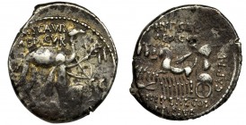 Roman Republic, Aemilius Scaurus, Plautius Hypsaeus, Denarius
Interesting denarius, minted in Rome in 58 BC, signed by both curule aediles of that yea...