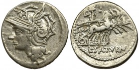 Roman Republic, Appuleius Saturninus, Denarius
Nice denarius, minted in Rome in 104 BC by one of the monetary triumvirs of that year, Lucius Appuleius...
