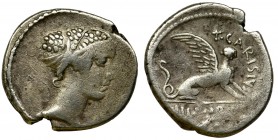 Roman Republic, Carisius, Denarius
On the reverse of the presented denarius, there is the Sphinx, a beautiful and very unusual presentation as for Rom...