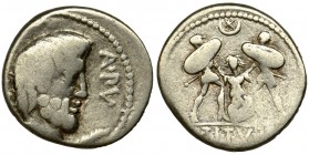 Roman Republic, Titurius Sabinus, Denarius
Roman Republic
L. Titurius L. f. Sabinus (89&nbsp;BC), Denarius 89 BC, Rome mint Obverse: bareheaded, beard...