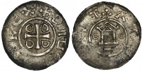 Germany, Goslar, Denarius - RARE
Rare Goslar denarius, ODDO type with a shrine with two rings / circular marks on the sides
Obverse: cross, in the ODD...