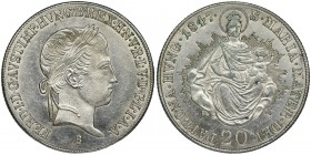 Austria, Ferdinand V, 20 Kreuzer Kremnitz 1847 B
Mint, a beautifully preserved specimen.
Menniczy, pięknie zachowany egzemplarz.
Delikatny justunek na...