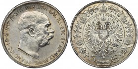 Austria, Franz Joseph I, 5 Korona Wien 1909 - Schwartz
Bust by St. Schwartz. The coin is very well preserved with a delicate patina.
Popiersie autorst...