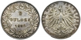 Germany, Free City of Frankfurt, 2 Gulden 1852 - PCGS MS65 - RARE
Rarer year.
A perfectly preserved specimen with a delicate patina.
The second highes...