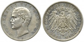 Germany, Bavaria, Otto, 3 mark Munich 1911 D
Surface hairliness.
Tło z lekkimi ryskami.&nbsp; Reference: AKS 202, Jaeger 47
Grade: VF+