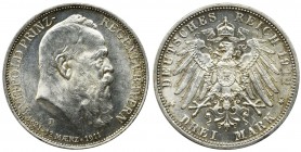 Germany, Bavaria, Regent Luitpold, 3 mark Munich 1911 D
Coin was minted for the 90th anniversary of Luitpold's birth.
Mint coin with a deep clock glos...