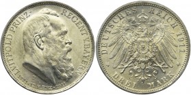 Germany, Bavaria, Regent Luitpold, 3 mark Munich 1911 D
The coin was minted for the 90th anniversary of Luitpold's birth.
Menniczy egzemplarz z głębok...