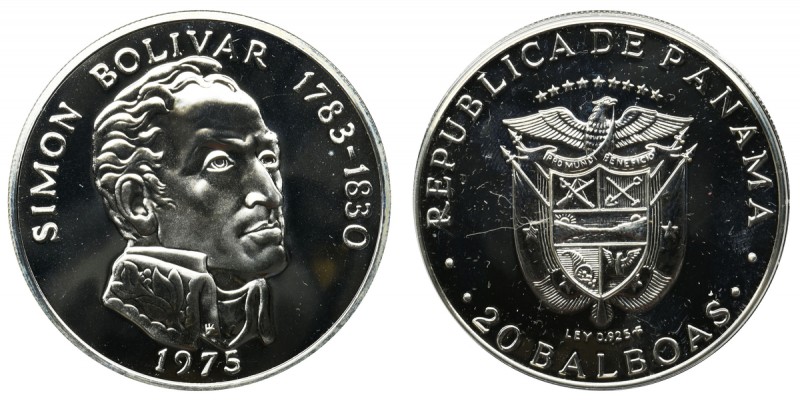 Panama, 20 balboas 1975 - Simon Bolivar - PROOF
Proof.
Moneta wybita stemplem lu...