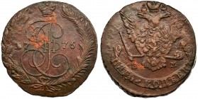 Russia, Catherine II, 5 Kopecks Jekaterinburg 1775 EM
Very good detail and strong shine of the background. Nice coin.
Bardzo dobry detal i mocny połys...