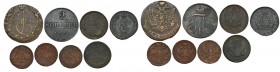 Russia, Kopeks (8 pcs.)
Set of eight coins.
Zestaw ośmiu monet:
5 kopiejek 1779, 2 kopiejki 1799, 2 kopiejki 1812, 2 kopiejki 1776, 2 kopiejki 1820, d...