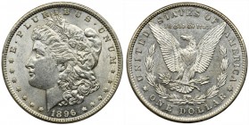 USA, 1 dollar Philadelphia 1896 - Morgan
Mint's freshness with a strong clock gloss.
Slight scratch on the cheek.
Menniczej świeżości egzemplarz z moc...