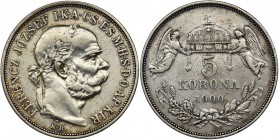 Hungary, Franz Joseph I, 5 Korona Kremnitz 1900 KB
&nbsp; Reference: Huszár 2201
Grade: VF/VF+