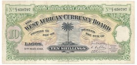 British West African Currency Board, 10 Shillings 1941
Still an attractive piece.&nbsp;
Pressed and cleaned.&nbsp;
Paper pull at bottom left corner.&n...