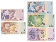 Albania, Set of 100-2000 leke 1996-2007 (5 pcs.)
All uncirculated.
Stany bankowe.
Grade: UNC