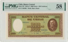 Chile, 1.000 pesos 1947 - PMG 58
Rare piece in this condition.
Highest grade in PMG population report.
Pięknie zachowane.&nbsp;
Rzadki w tym stanie. R...
