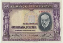 Spain, 50 pesetas 1935
Uncirculated piece.
Stan bankowy. Reference: Pick# 88
Grade: UNC