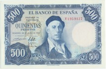 Spain, 500 pesetas 1954
Beautifull piece.
Pięknie zachowane. Reference: Pick# 148a
Grade: UNC