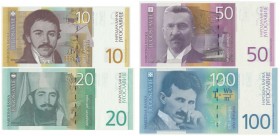 Yugoslavia, Set of 10-100 dinars 2000 (4 pcs.)
Uncirculated.
Stany bankowe. Reference: Pick# 153-156
Grade: UNC