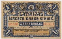 Latvia, 1 rubel 1919
One vertical crease and light fold.&nbsp;
Corners rouned, tips of some creased.&nbsp;
Good eye appeal. Never washed or pressed.
R...