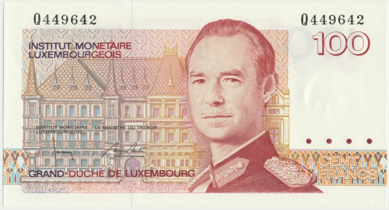 Luxembourg, 100 francs (1986)
Uncirculated.
Stan bankowy. Reference: Pick# 58b
G...