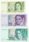Germany, Set of 5 - 20 marks 1991-99 (3pcs.)
Uncirculated. Pięknie zachowane. Reference: Pick# 37, 38d, 39a
Grade: UNC