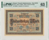 Memel, 75 mark 1922 - PMG 63
Banknot z emisji zbieranej przez kolekcjonerów z całego świata, szczególnie Niemców, Litwinów i w dużej mierze Polaków.&n...