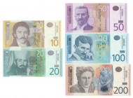 Serbia, Set of 10-200 dinars 2005-11 (5pcs.)
Crisp, uncirculated pieces.
Stany bankowe.
Grade: UNC