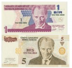 Turkey, Set of 1-5 lirs 2005 (2 pcs.)
Uncirculated.
Stany bankowe. Reference: Pick# 216,217
Grade: UNC