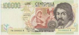 Italy, 100.000 lira 1994
Double vertical fold.
Podwójnie przegięty w pionie. Reference: Pick# 117
Grade: XF+/AU