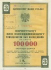 PKO, Depozytowy Bon Oszczędnościowy na 100.000 złotych 1990
Druk PWPW.&nbsp;
Wysoki nominał.
Pięknie zachowane.