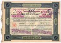 Państwowy Bank Rolny, 8% na 5,5% list zastawny, seria I, 1.720 zł
Państwowy Bank Rolny został założony w 1919 r. jako Polski Państwowy Bank Rolny, od ...