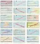 Zestaw, Wzory czeków bankowych z lat 70. (18 szt.)
Pokaźny zestaw różnych czeków.
Najciekawszy czek Kredyt Banku z hologramem identycznym jak wykorzys...