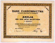 Bank Cukrownictwa S.A. akcja na 100 zł, em. VI
Jedyny bank branżowy który odniósł sukces, faktycznie kontrolował znaczną część obrotów na ryku cukru. ...