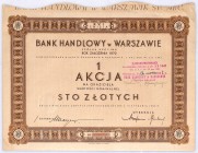 Bank Handlowy w Warszawie S.A. akcja na 100 zł, em. XVI
Bank Handlowy w Warszawie S.A. w ubiegłym roku obchodził 150-lecie nieprzerwanej działalności....
