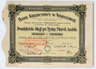 Bank Kredytowy w Warszawie S.A. 20 akcji na okaziciela po 1000 mkp, kz 1 mld
Bank Kredytowy w Warszawie powstał w 1916 roku. Prowadził dynamiczną eksp...