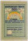 Litwa, Kooperacijos Banko, akcja 500 litów, Kowno 1934