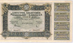 4,8% litewska pożyczka państwowa, Kowno 1921, 100 sztuk złota
4,8% litewska pożyczka państwowa, emisja Kowno 1921 r., data płatności: 1929 r., nominał...